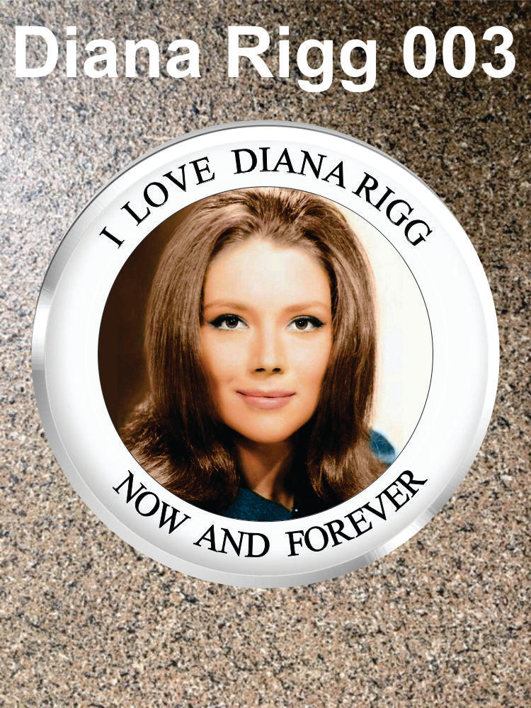 Choice: Magnet or Pin Button:  Diana Rigg 003     **FREE SHIPPING in USA**