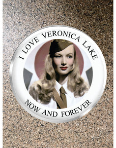 Choice: Magnet or Pin Button:  Veronica Lake 010     **FREE SHIPPING in USA**