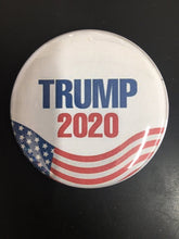 Load image into Gallery viewer, Choice: Magnet or Pin Button: TRUMP 2020 w/Waving Flag    **FREE SHIPPING**
