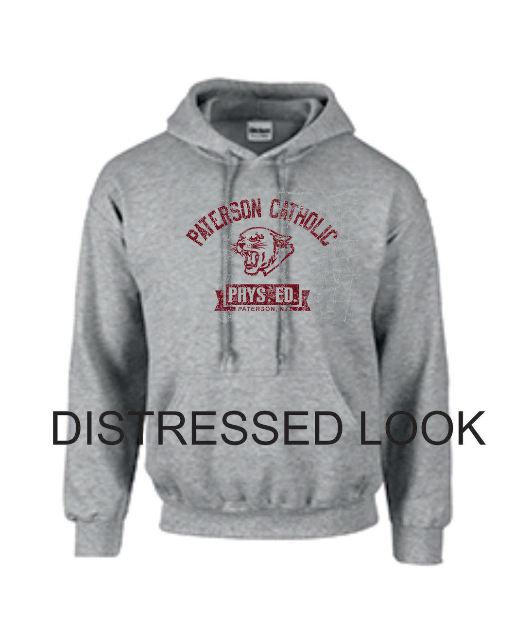 Paterson Catholic, Paterson, NJ COUGARS, GYM HOODED SWEATSHIRT Reproduction FREE SHIPPING in USA