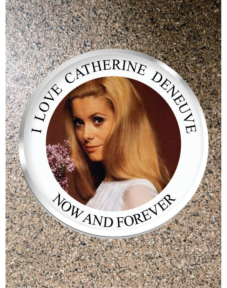 Choice: Magnet or Pin Button:  Catherine Denueve 005 **FREE SHIPPING in USA**